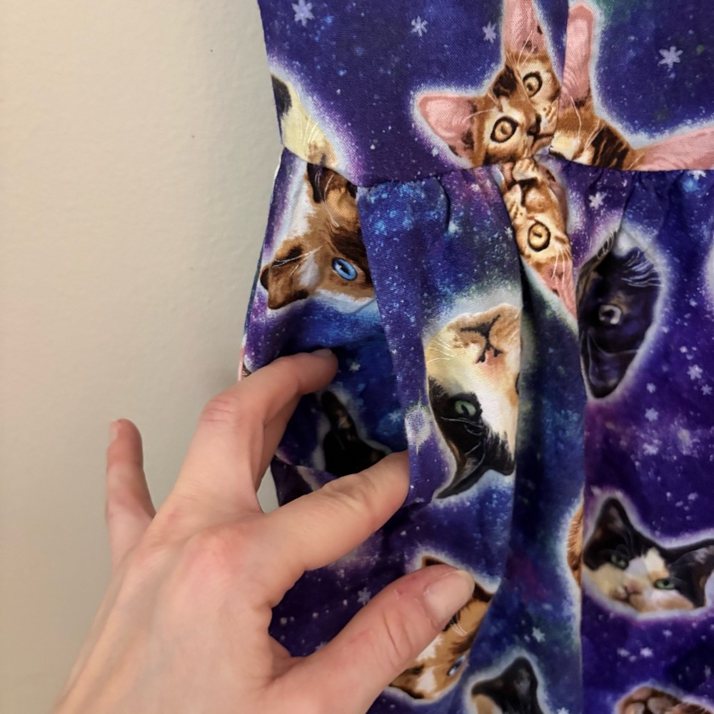 Small Retrolicious Cat Galaxy 100% Cotton Dress - Picture 3 of 5